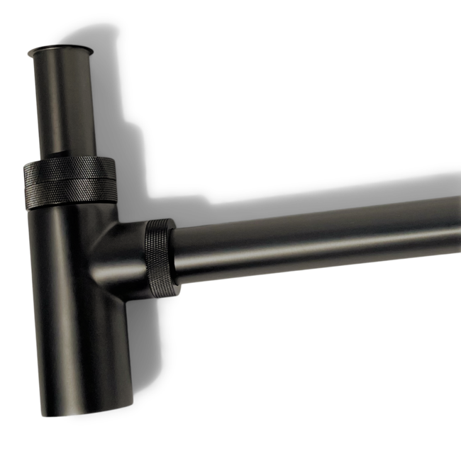 Como Fonteinset Lecce met eiken hout plank & Zwarte kraan , sifon en clickwaste.