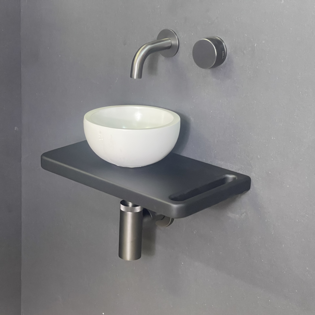 Como fontein toilet plank mat zwart met handdoekhouder