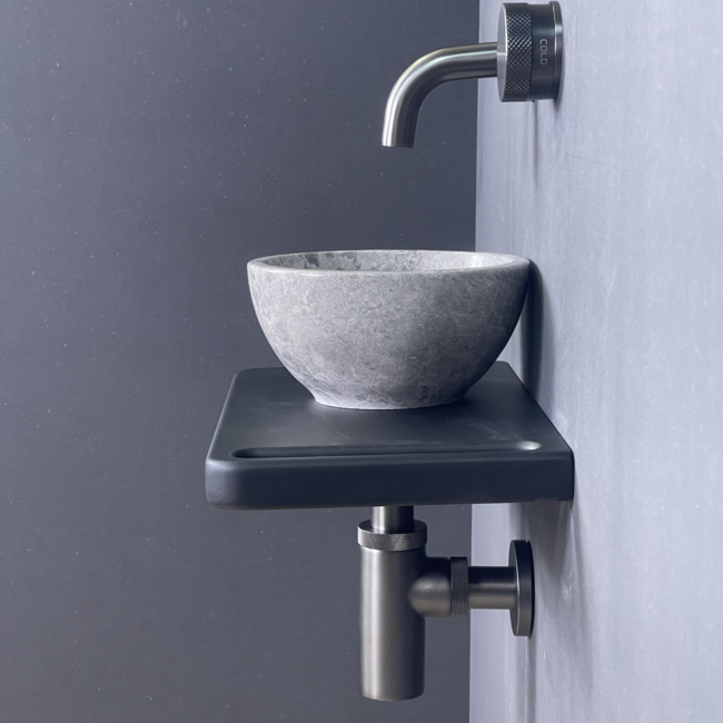 Como fontein toilet plank mat zwart met handdoekhouder