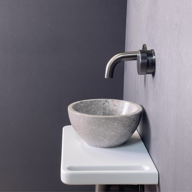 Como Fontein toilet hout plank mat wit, met handdoekhouder