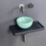 Como Fonteinset toilet Lecce zwart plank 42x22x2.7cm met mini kom in groen kleur