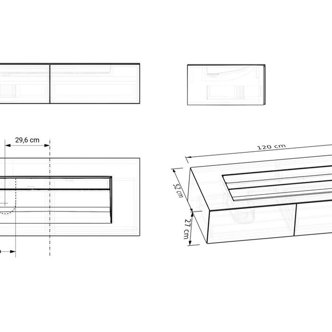 Como Emperio  Badkamermeubel 120cm met geïntegreerde wastafel
