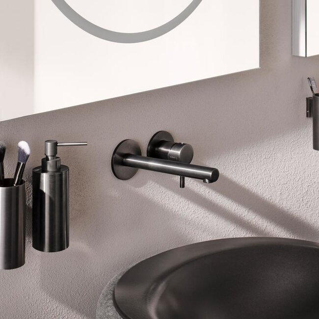 DESIGN iX inbouw wastafelkraan  met inbouwdeel - Black steel PVD