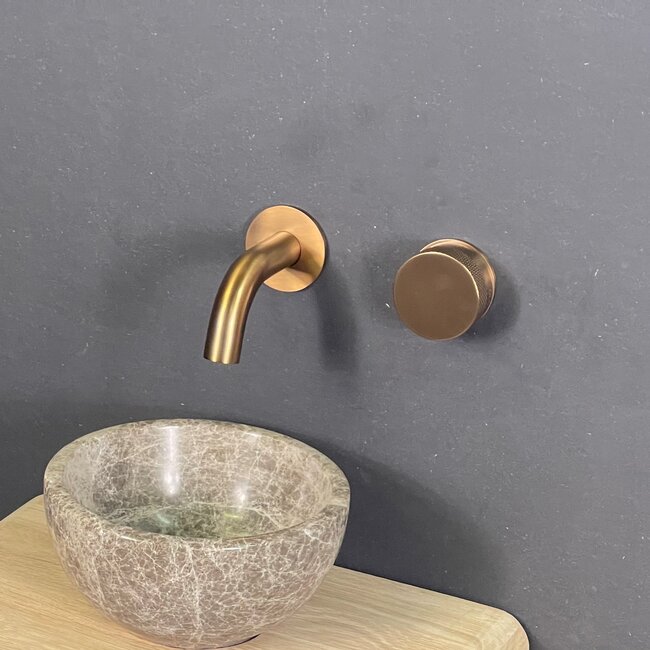 Como Wand fonteinkraan rosé goud PVD Mood60 met 10cm of 15 cm gebogen uitloop inclusief inbouwdeel