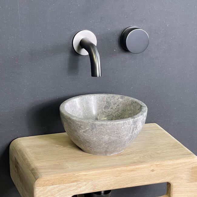 Como Inbouw fonteinkraan Mood60. Gun-metal-zwart,10cm uitloop met inbouwdeel.