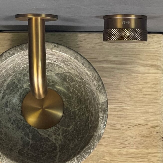 Como Wand fonteinkraan rosé goud PVD Mood60 met 10cm of 15 cm gebogen uitloop inclusief inbouwdeel