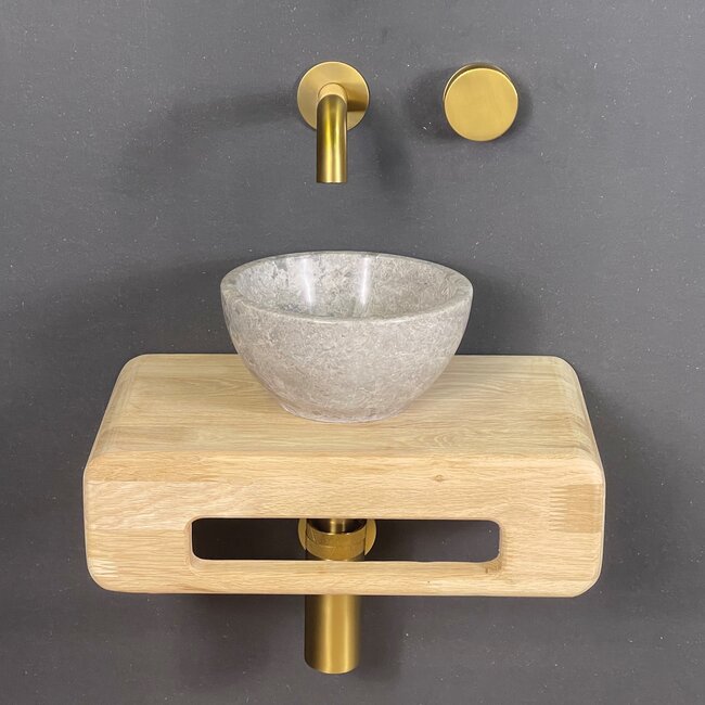 Como Wand fonteinkraan goud messing PVD Mood60 met 10cm of 15 cm gebogen uitloop inclusief inbouwdeel