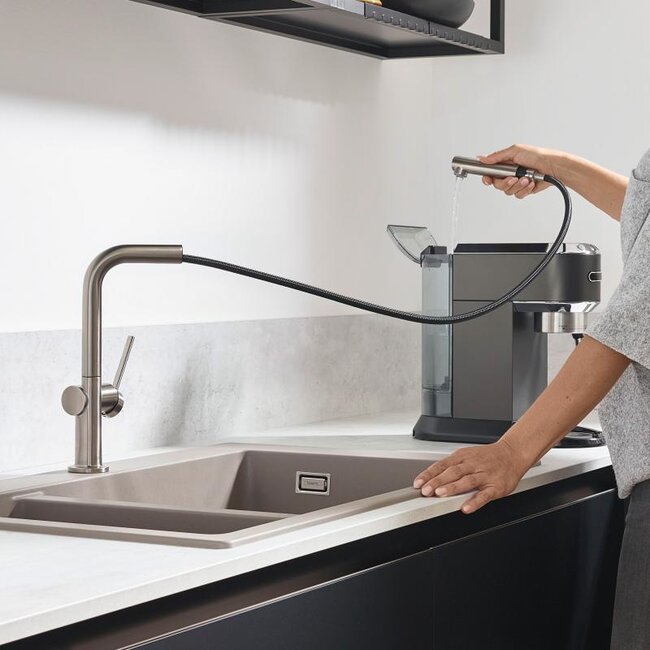Hansgrohe RVS keuken kraan Talis met uittrekbare handdouche
