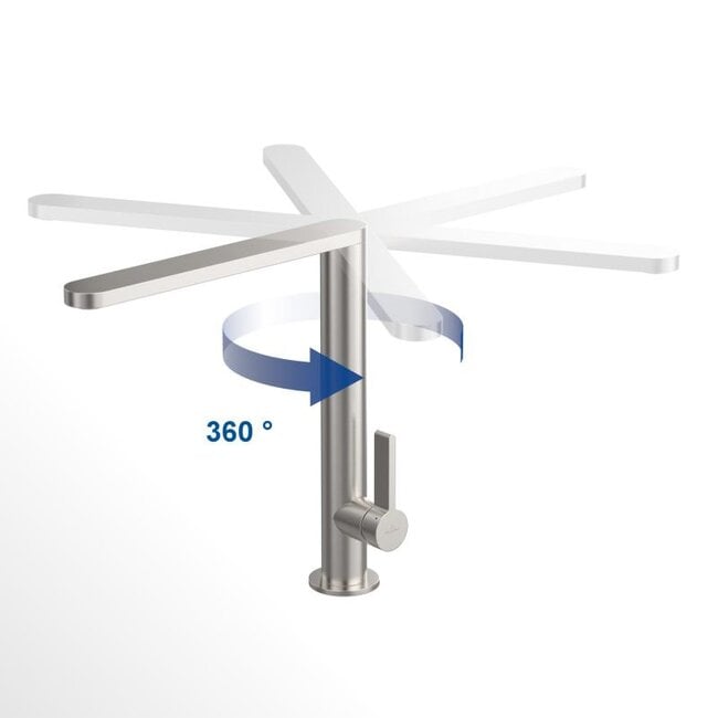 Villeroy & Boch Finera keukeukenkraan eenhendel,  360 °Draaibare uitloop RVS