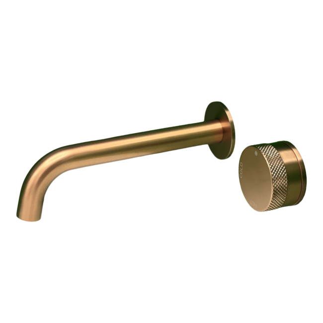 Como Inbouw wastafelkraan Mood 60 rosé goud gebogen uitloop 4 varianten met montage deel