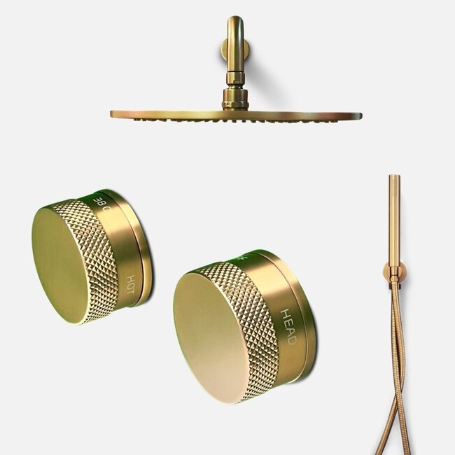 Como Inbouw Doucheset Goud Mood 60, waterbesparend geborsteld messing PVD compleet set