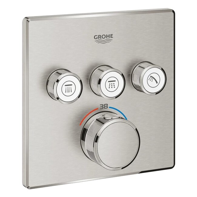 Grohe Grohtherm Smartcontrol Comfortset supersteel UP met Rainshower 310 SmartActive, vierkant