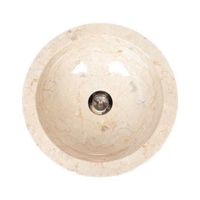 Natuursteen waskom rond 40x15 cm, hamerslag.