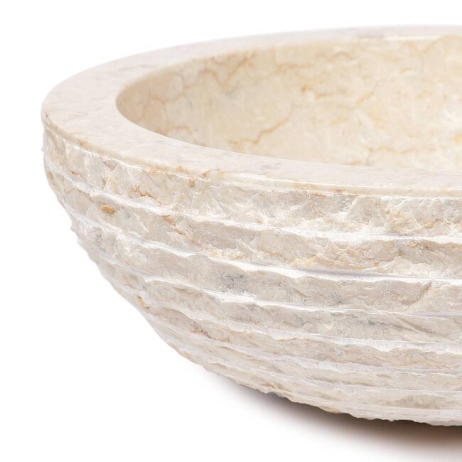 Natuursteen waskom rond 40x15 cm, hamerslag.