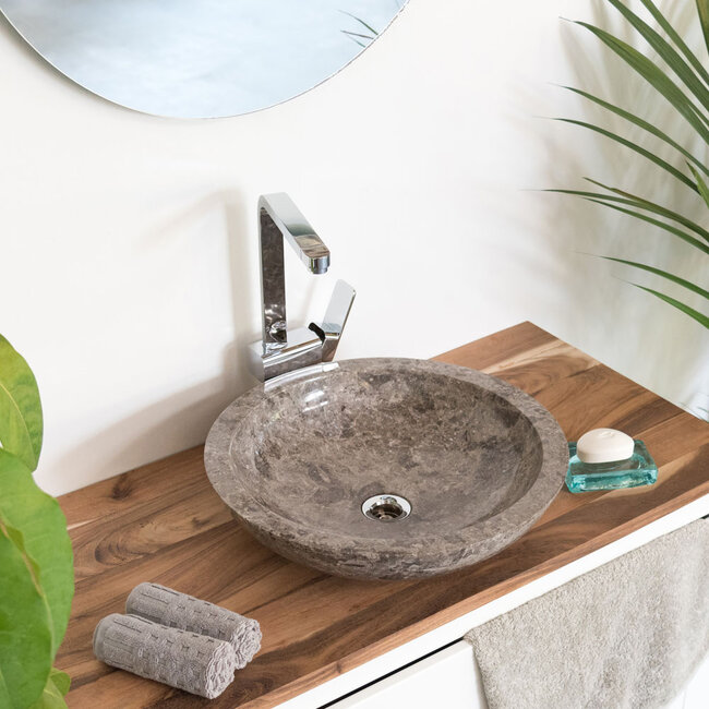 Waskom natuursteen emperador , 45x 12 cm, rond