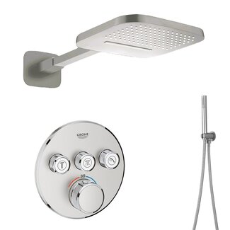 Grohe Grohtherm Smartcontrol Comfortset supersteel rond