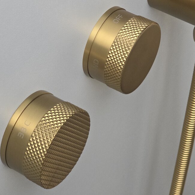 Como Inbouw douchekraan goud Mood 60 Plus met douchekop. Luxe gouden thermostaatkraan.