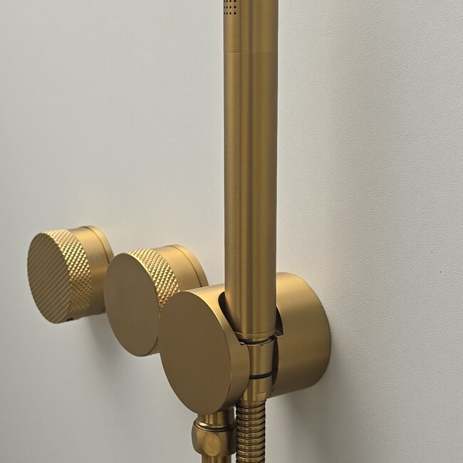 Como Inbouw douchekraan goud Mood 60 Plus met douchekop. Luxe gouden thermostaatkraan.