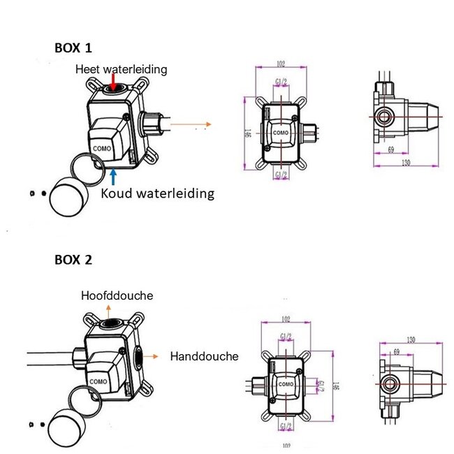 Como Inbouw Doucheset Mood 60 Plus Gunmetal met 30 cm douchekop-2 varianten