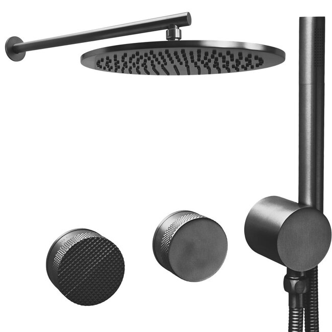 Como Inbouw Doucheset Mood 60 Plus Gunmetal met 30 cm douchekop-2 varianten
