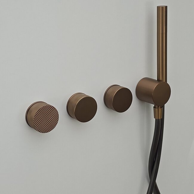 Como Mood 60 Plus inbouw douchekraan geborsteld rosé goud, thermostaat - 3 weg