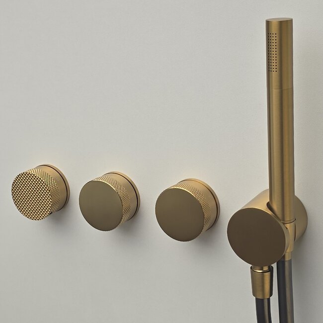 Como Mood 60 Plus inbouw douchekraan geborsteld goud, thermostaat - 3 weg