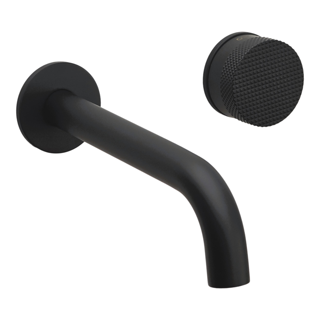 Como Mood 60 wastafelkraan zwart inbouw. 20cm uitloop met binnendeel. Compleet matzwarte inbouwkraan