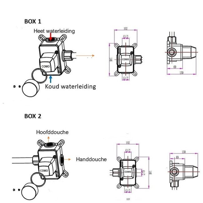Como Badkraan messing goud met handdouche Mood 60 Plus-compleet set