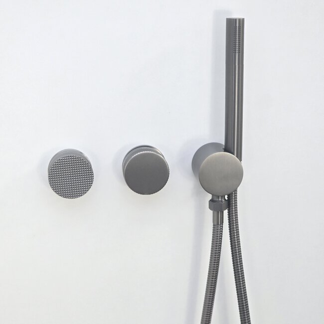 Como Mood 60 Plus badkraan gun metal met handdouche-set