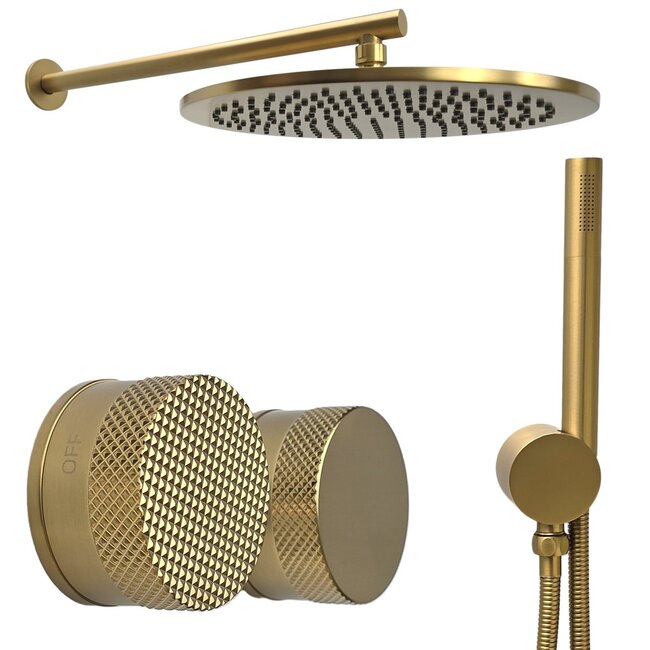 Como Inbouw Douche-set Goud Mood 60 Plus met 30 cm hoofddouche-2 varianten