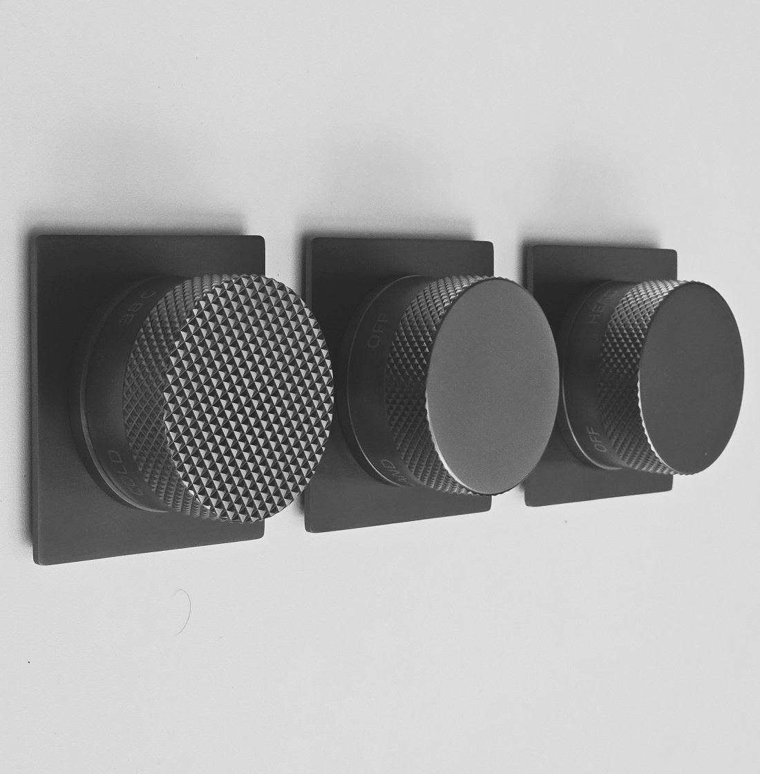 douchekraan inbouw, gun metal, vierkant rozet, 3- weg, Mood 60 Plus