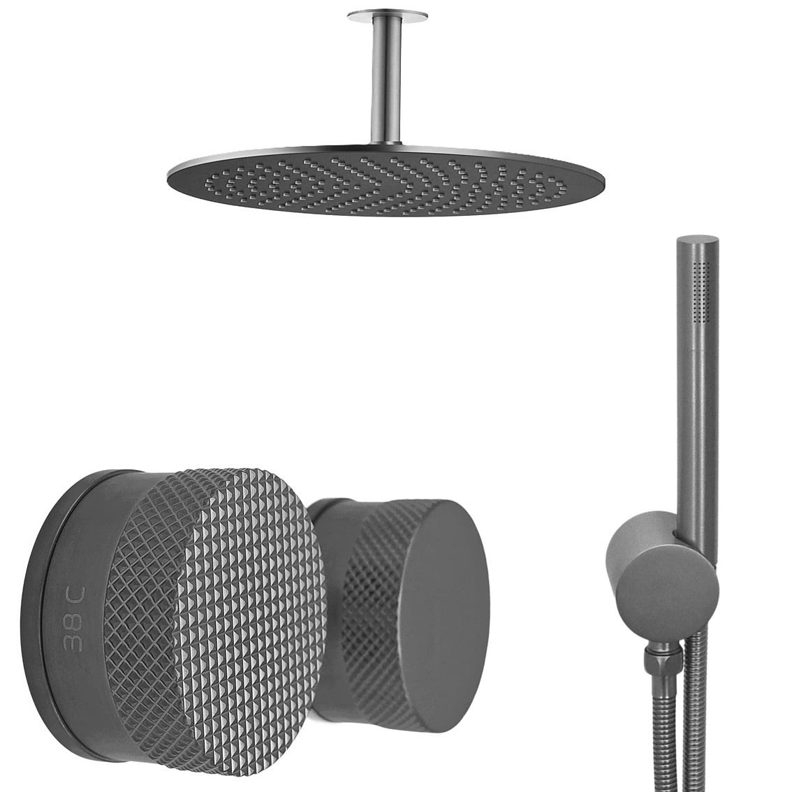 Gunmetal regendouche: waar luxe en industriële stijl samenkomen voor een verfrissende douche-ervaring!