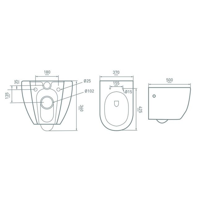 Go Aquaflow hangtoilet-randloze met softclose wcbril
