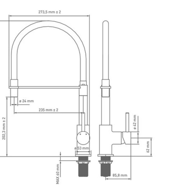 GO by Fusion keukenkraan 1-greepsmengkraan keuken rubber bek