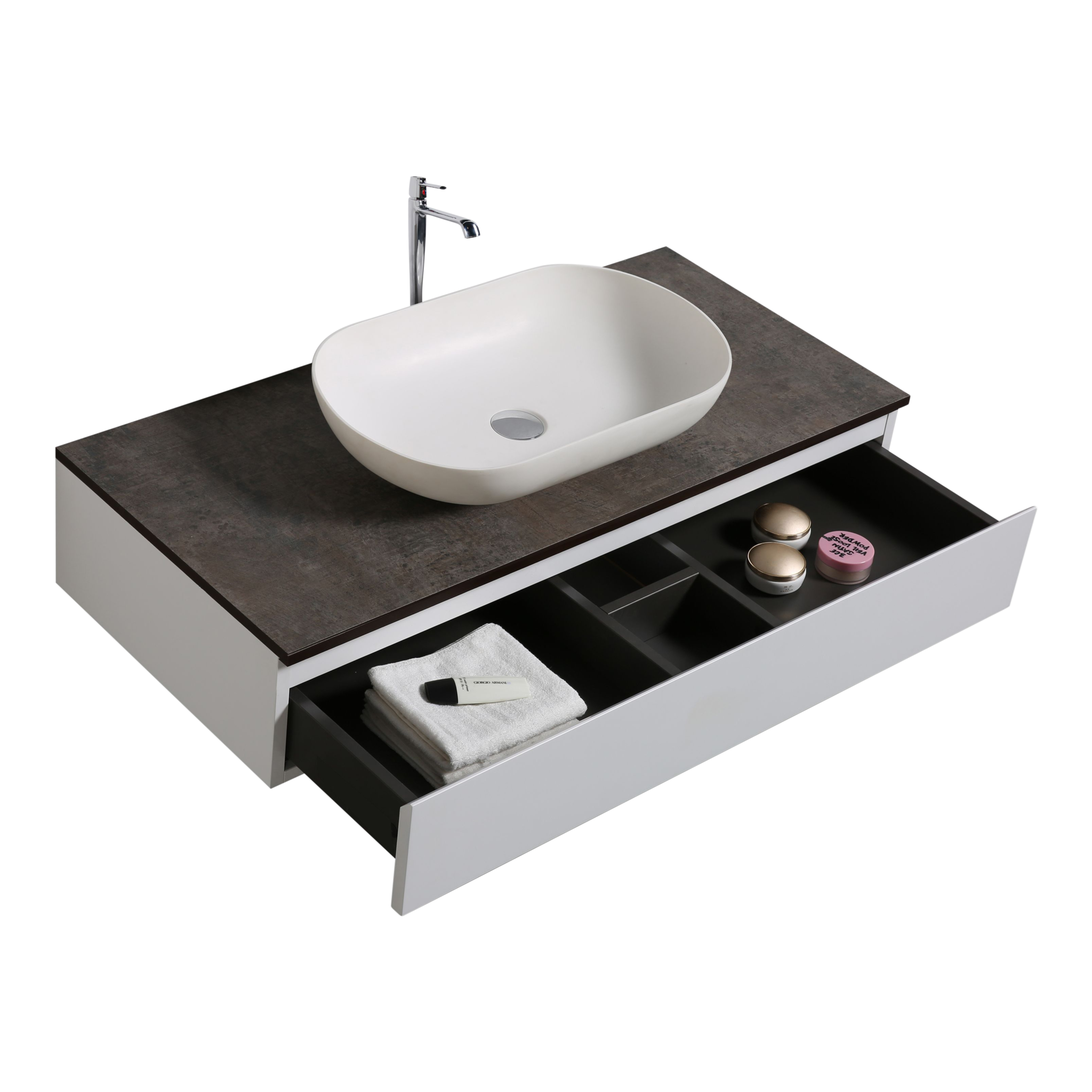 Badkamermeubel 80cm met wastafel of waskom is ideaal voor kleinere badkamers