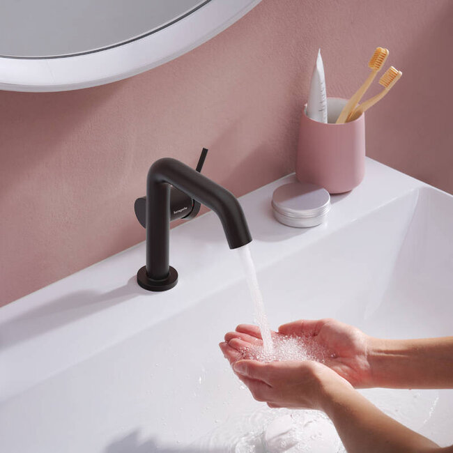 Hansgrohe Tecturis S 110 Zwarte Wastafelkraan – CoolStart, Zonder Waste