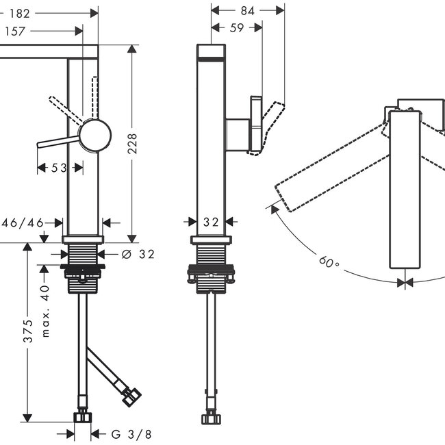 Hansgrohe Tecturis E 210 Fine CoolStart wastafelkraan verhoogd -Chroom