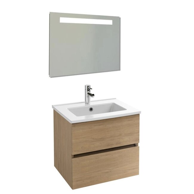 Tolbiac 60cm badkamermeubelset eiken met led spiegel