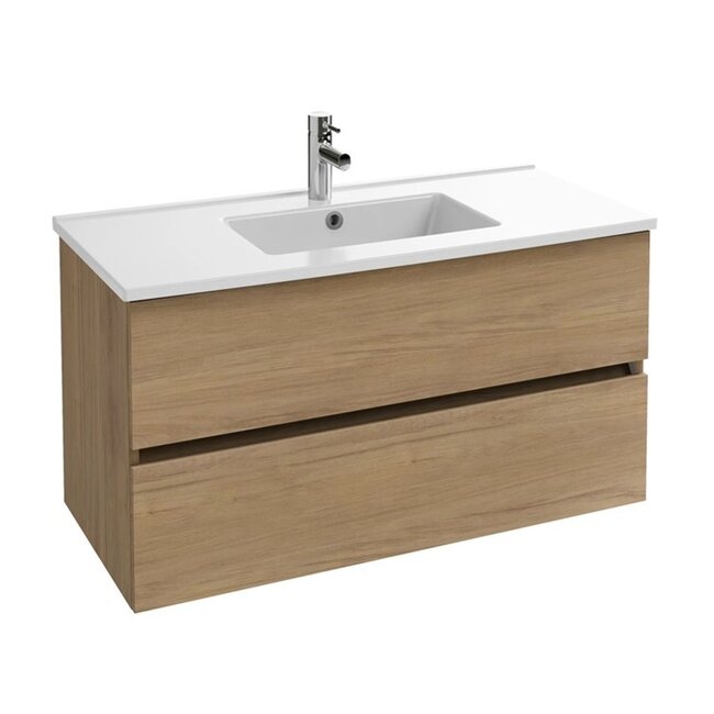 Sanitear Tolbiac 100cm badkamermeubelset eiken met led spiegel