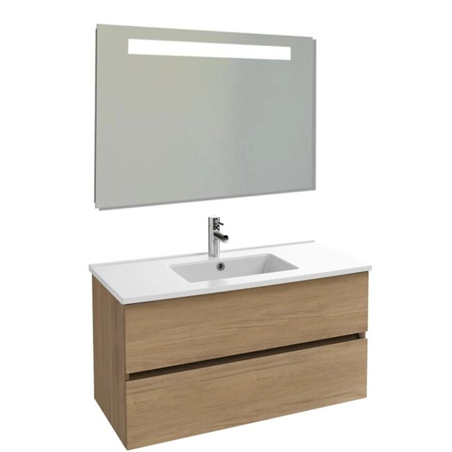 Tolbiac 100cm badkamermeubelset eiken met led spiegel