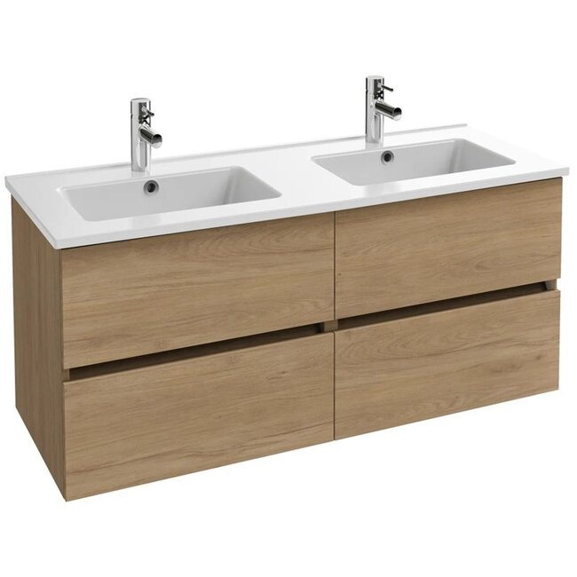 Tolbiac 120cm badkamermeubelset eiken 4 laden met led spiegel