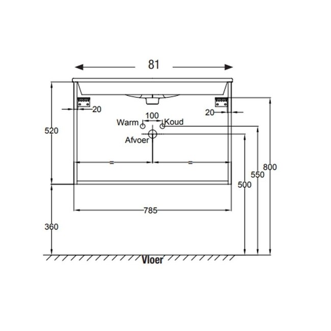 Sanitear Tolbiac 80cm badkamermeubelset wit met led spiegel