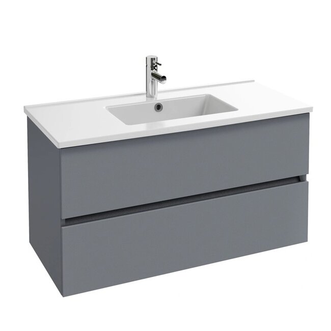 Sanitear Tolbiac 80cm badkamermeubelset antraciet met led spiegel