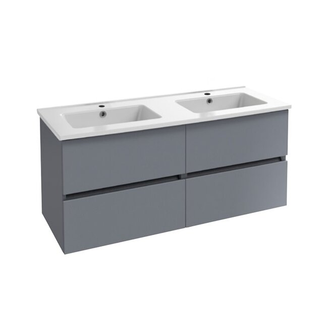 Sanitear Tolbiac 120cm badkamermeubelset 4 lades antraciet met led spiegel