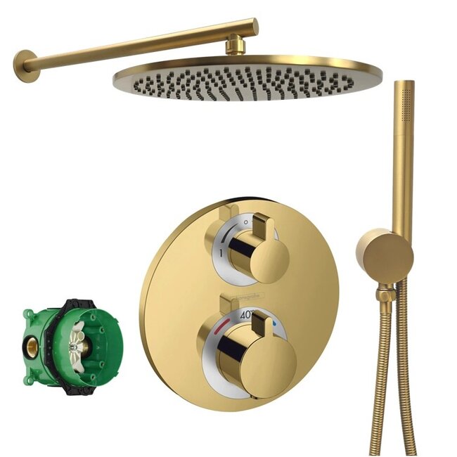 Hansgrohe Ecostat S doucheset goud met 30 cm douchekop-Como