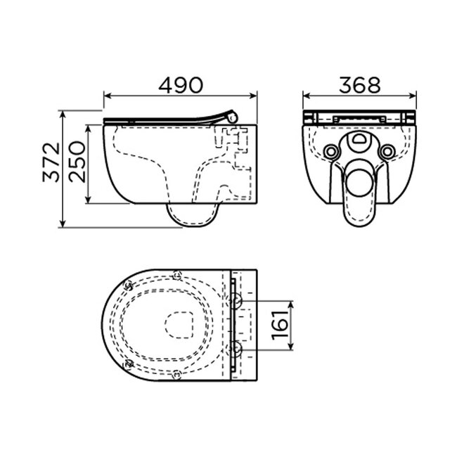 Clou Hammock Randloos Wandtoilet 49 x37 cm – Glans Wit met Softclose Zitting