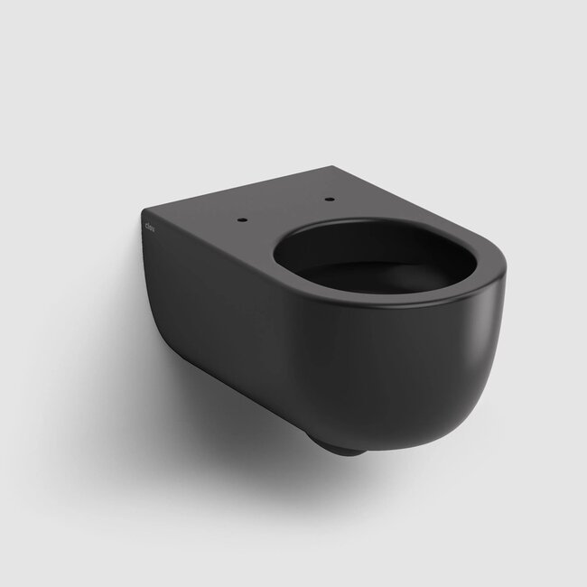 Clou Hammock Randloos Wandtoilet zwart 56 x37 cm met softclose zitting