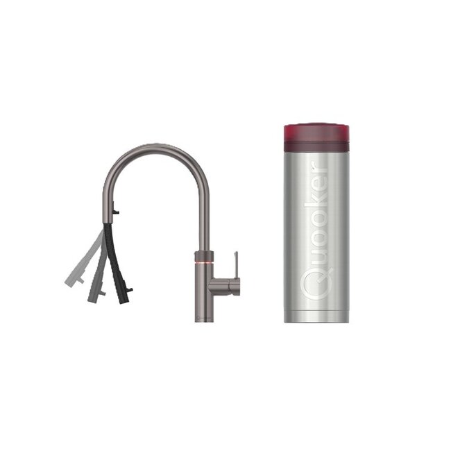 Quooker Flex kokendwaterkraan - PRO3 reservoir - draaibare & uittrekbare uitloop - Warm / kokend water - gunmetal