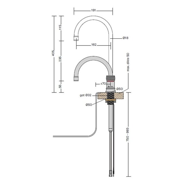 Quooker Quooker Nordic Round PRO3 – Kokendwaterkraan 3L RVS