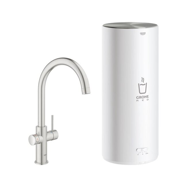 Grohe RED DUO 3-in-1 Kokendwaterkraan (C-uitloop) met 7 Liter Combi Boiler - supersteel